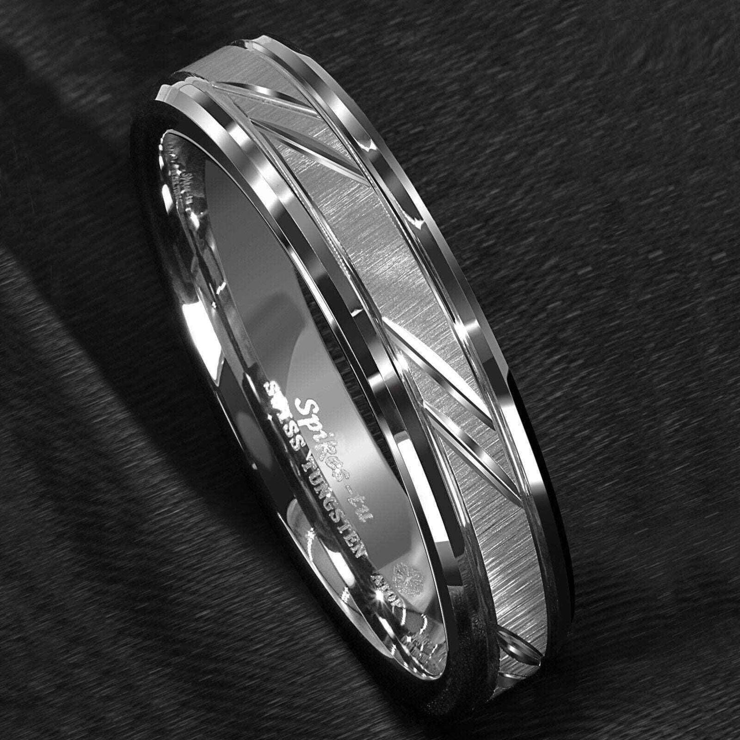 Silver Leaf Style Tungsten Ring (6mm)
