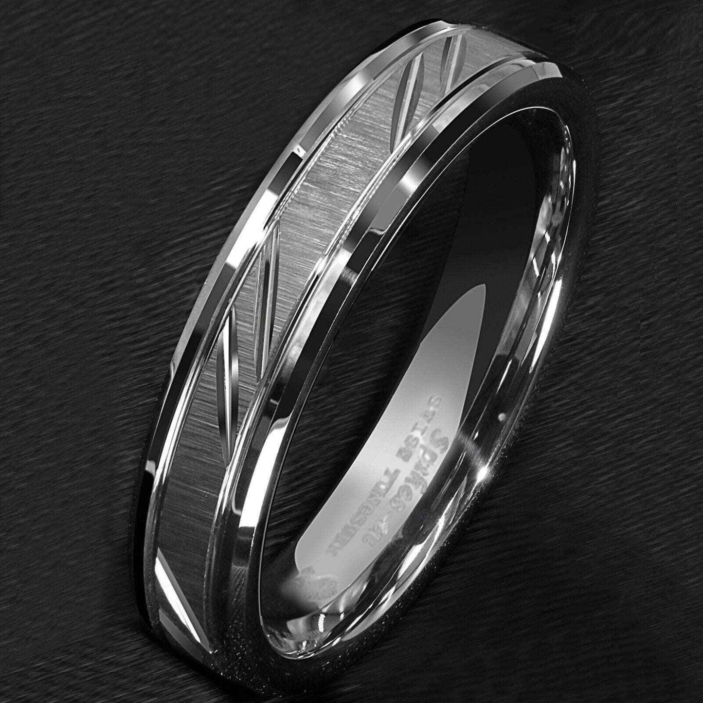 Silver Leaf Style Tungsten Ring (6mm)