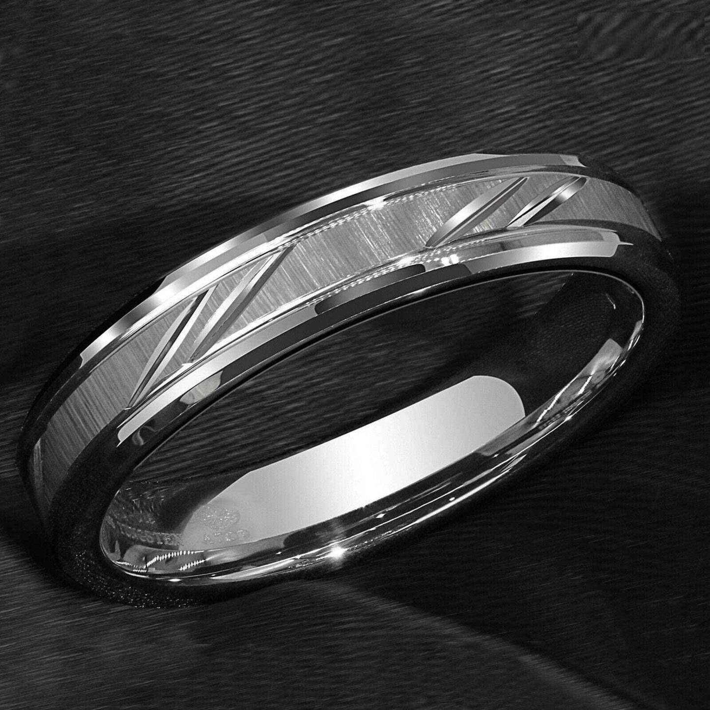Silver Leaf Style Tungsten Ring (6mm)