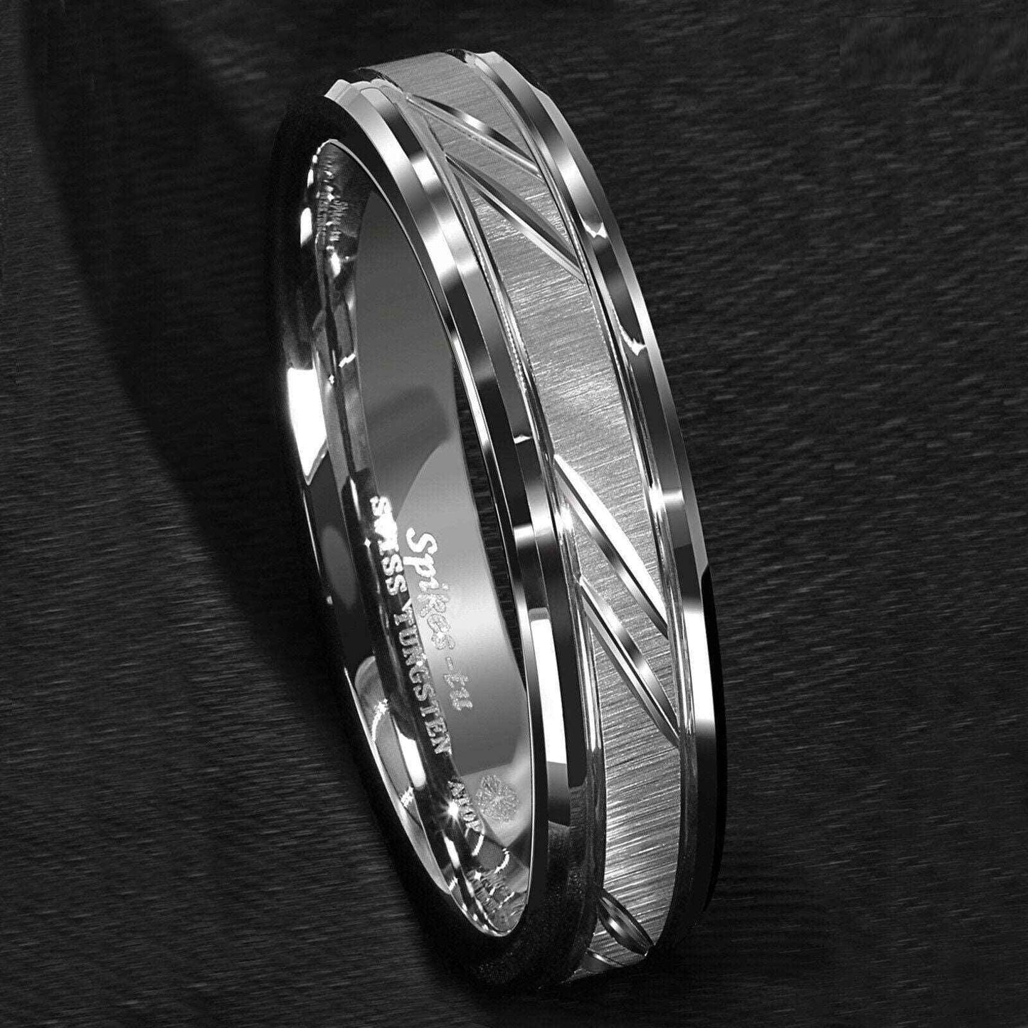 Silver Leaf Style Tungsten Ring (6mm)