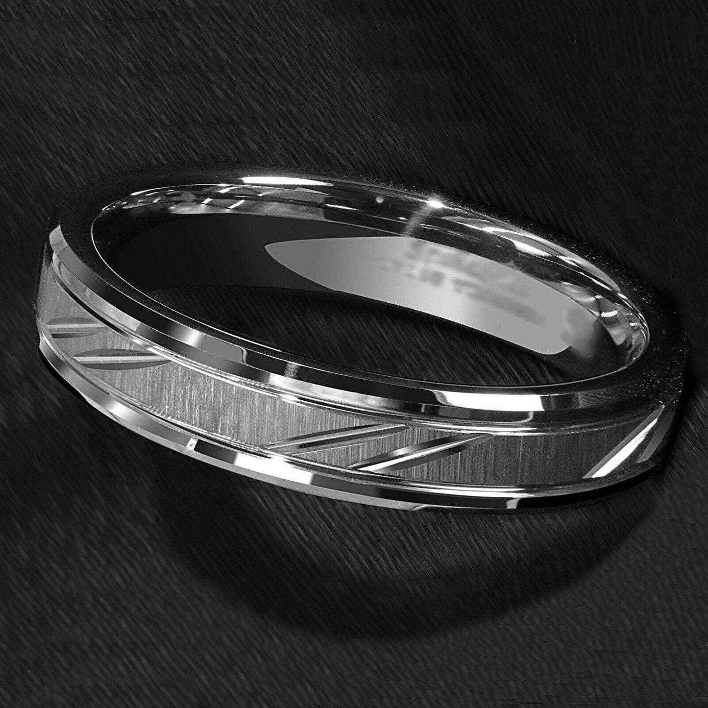Silver Leaf Style Tungsten Ring (6mm)