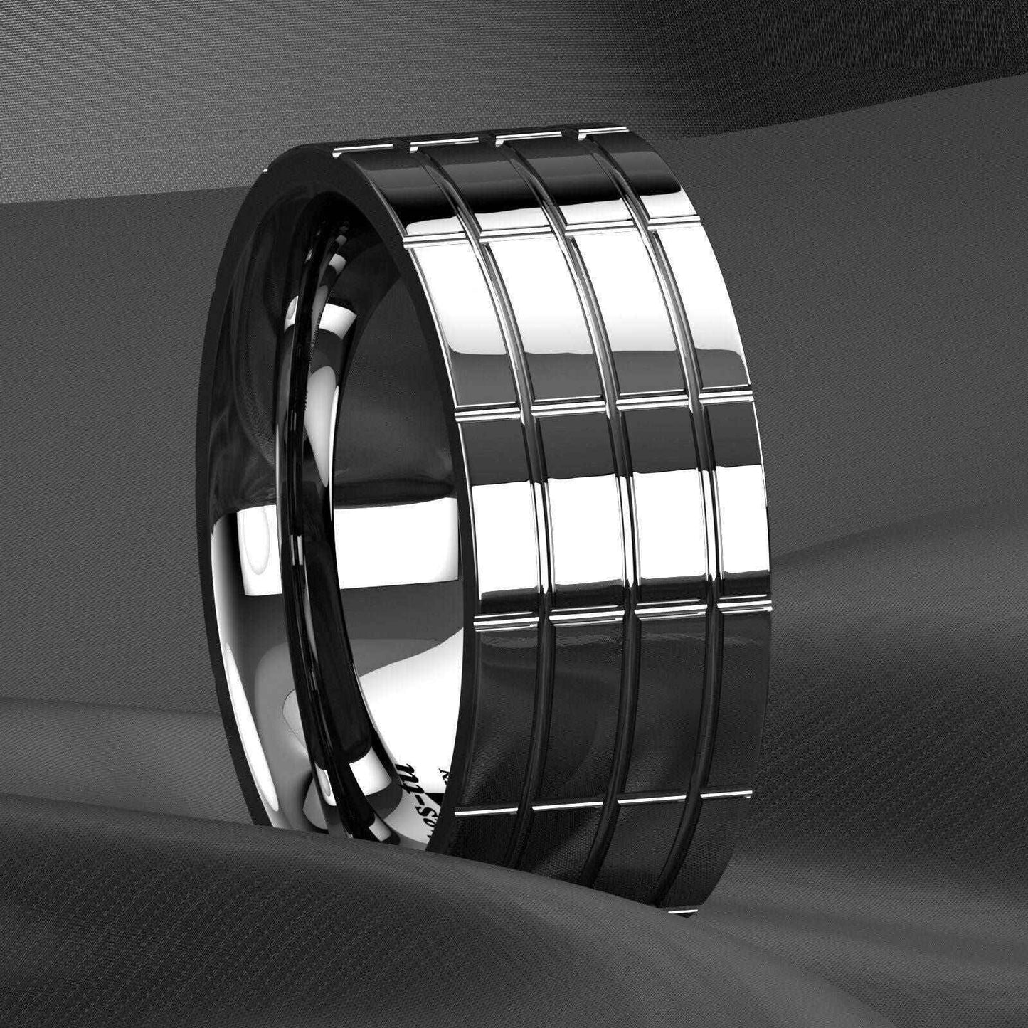 Silver Mirror Plated Tungsten Ring 8mm