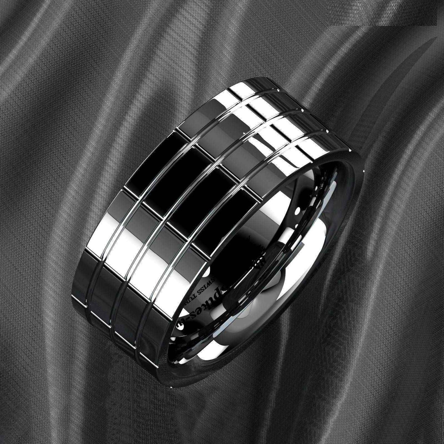 Silver Mirror Plated Tungsten Ring 8mm