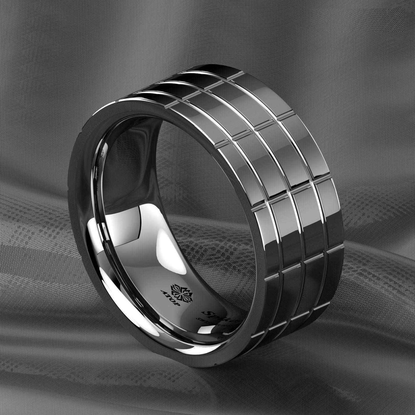 Silver Mirror Plated Tungsten Ring 8mm