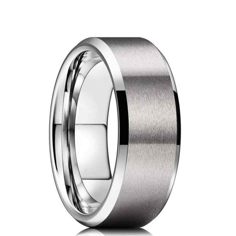 Mens Titanium Gold Black Silver Band 8mm
