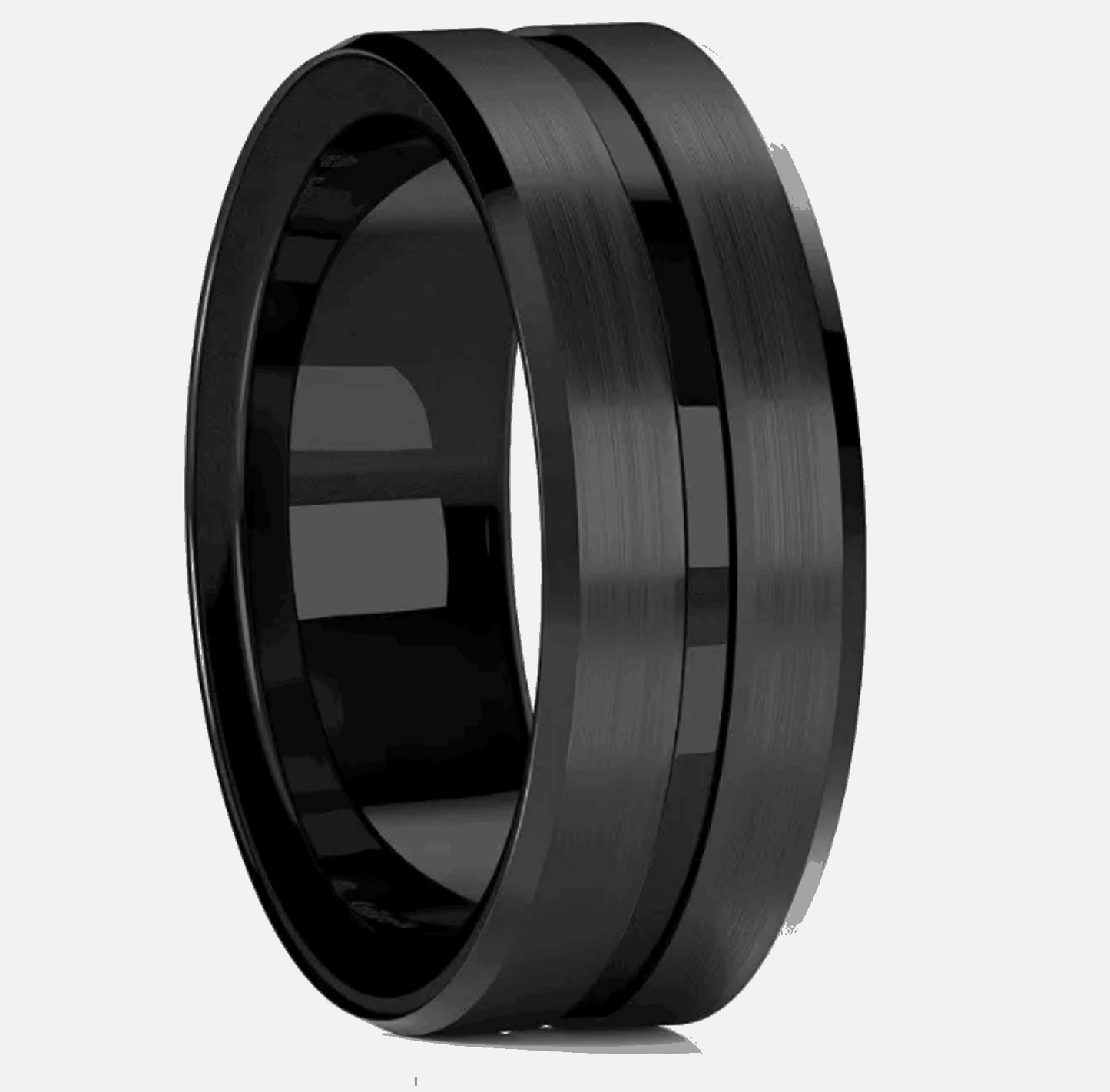 Buy 8mm Men’s Black Gold Silver Titanium Wedding Band - MRA