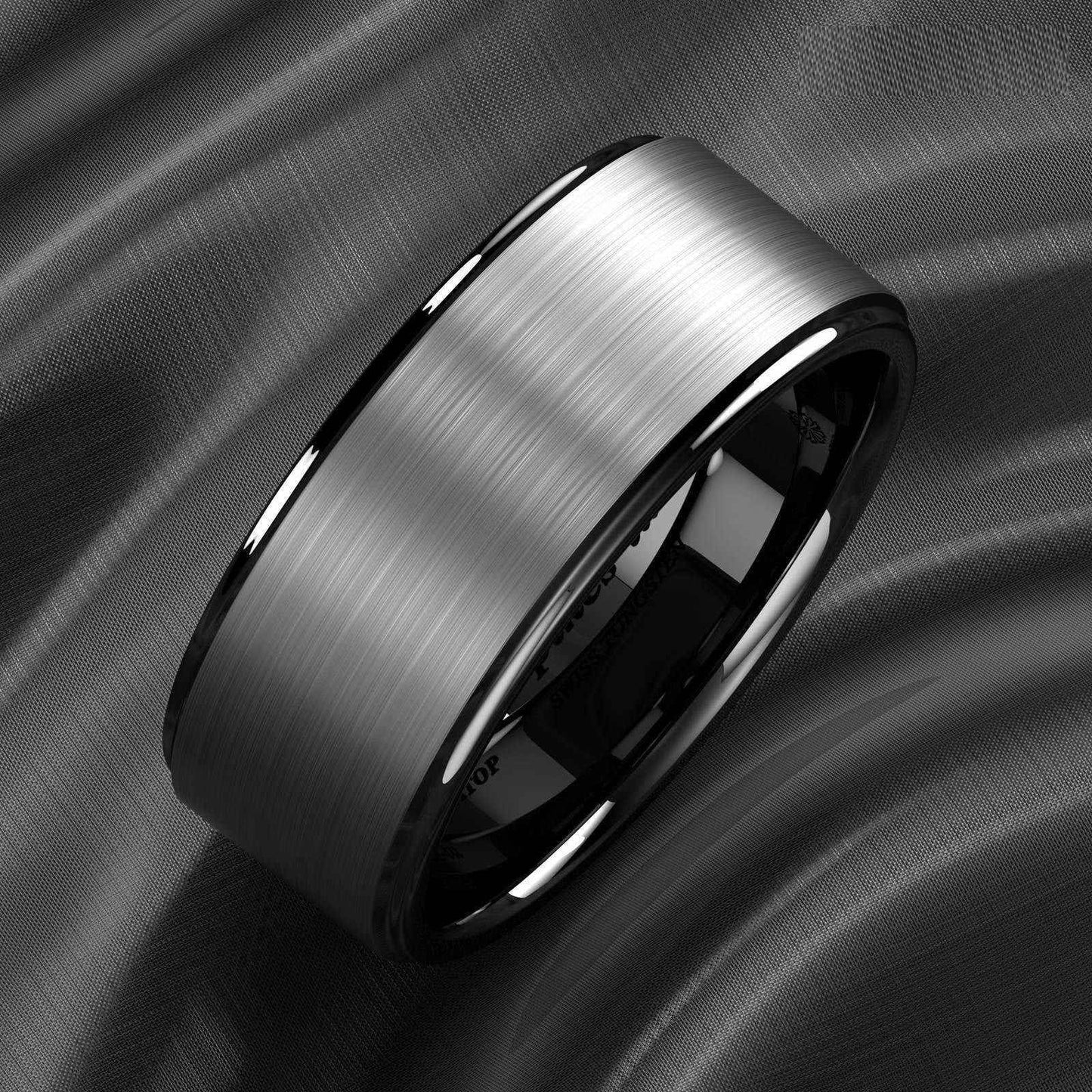 Brushed Black Tungsten Ring 8mm