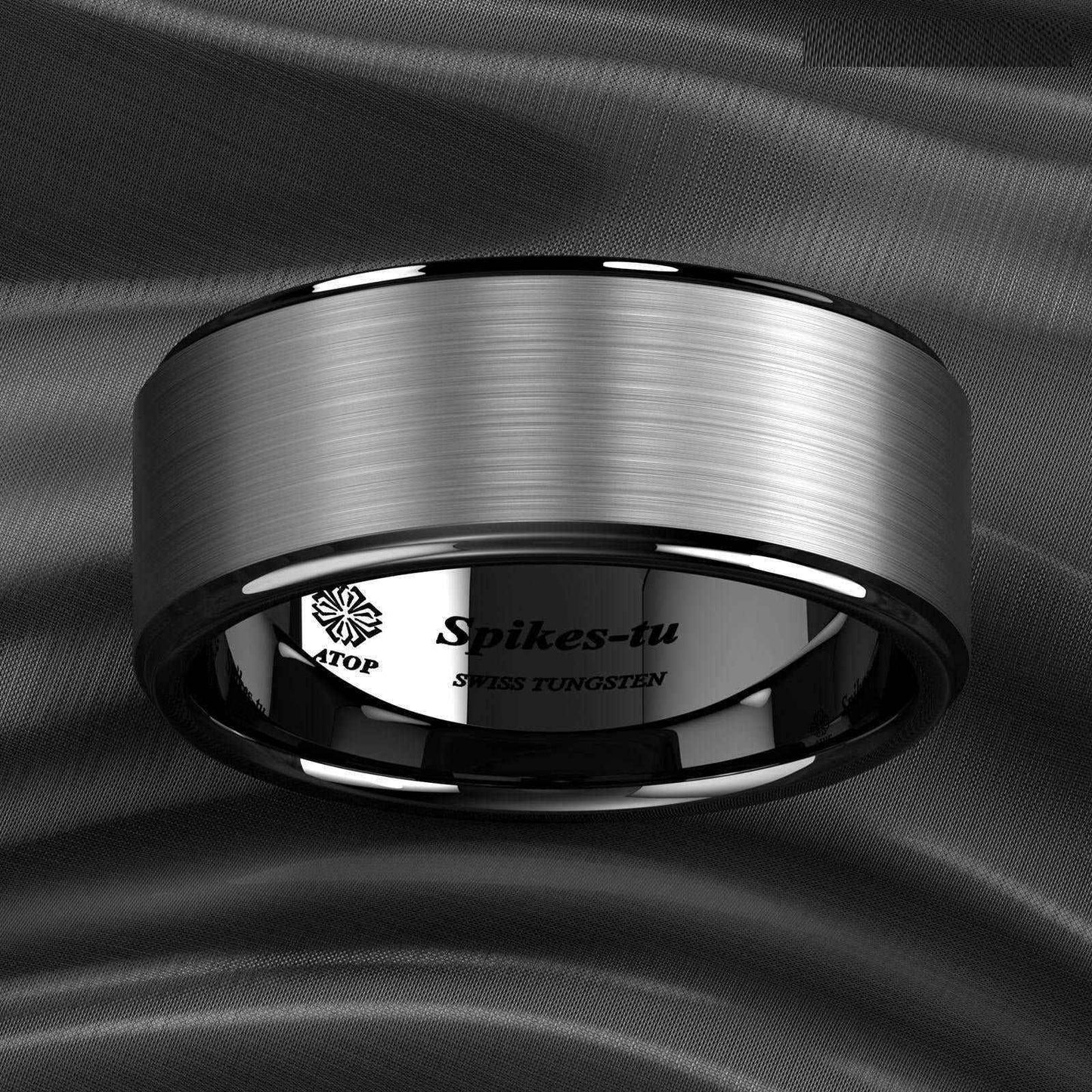 Brushed Black Tungsten Ring 8mm