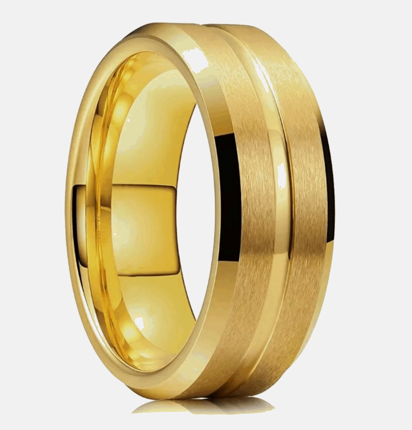Buy 8mm Men’s Black Gold Silver Titanium Wedding Band - MRA