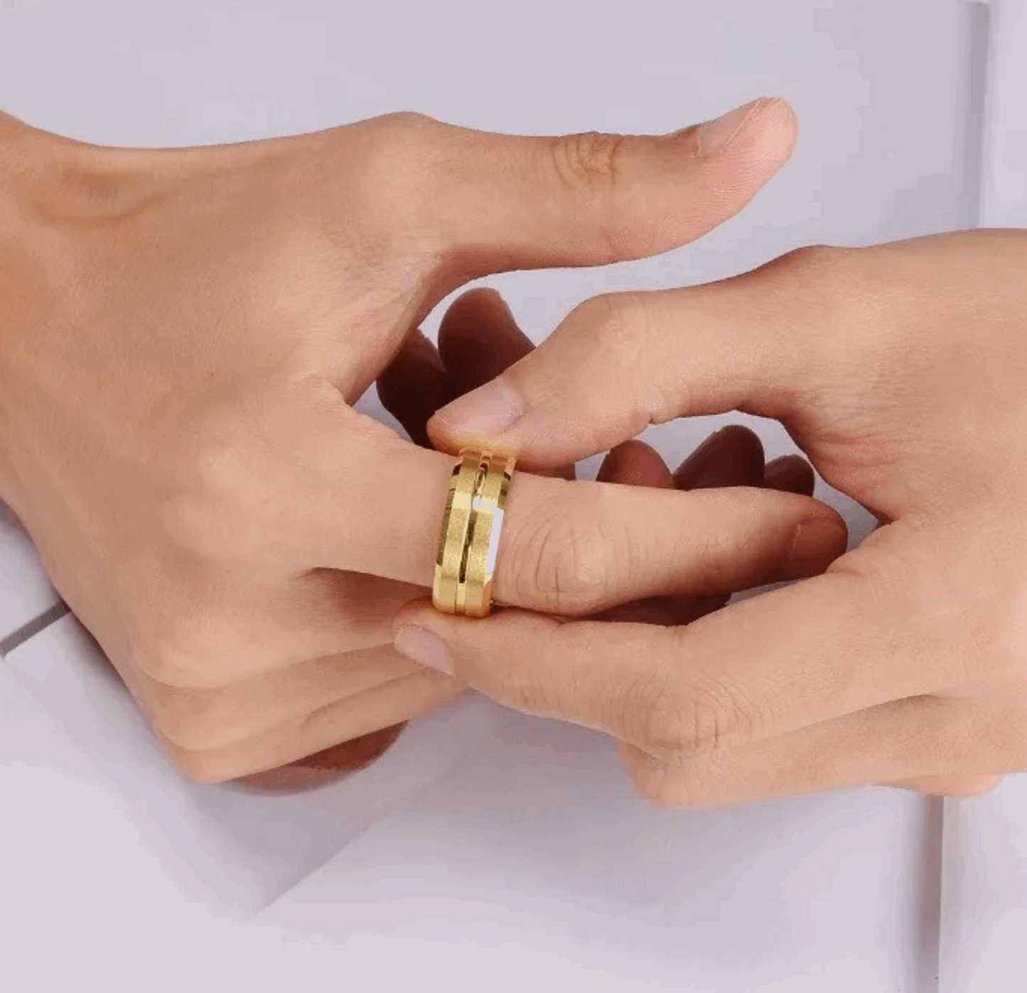 Buy 8mm Men’s Black Gold Silver Titanium Wedding Band - MRA