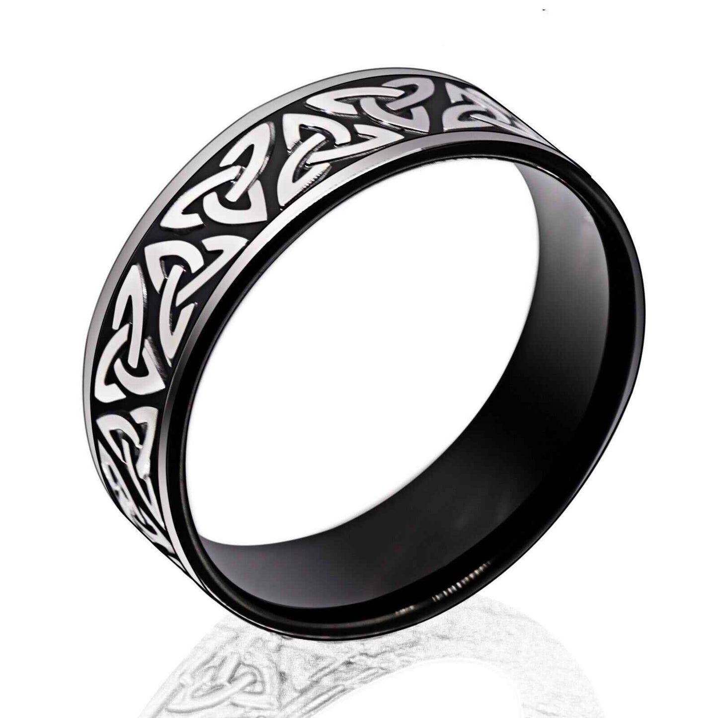 Unisex Nordic Silver Black Tungsten Ring 8mm