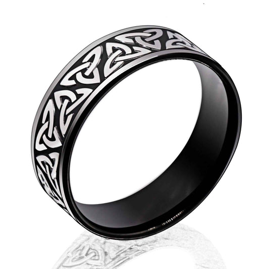 Unisex Nordic Silver Black Tungsten Ring 8mm