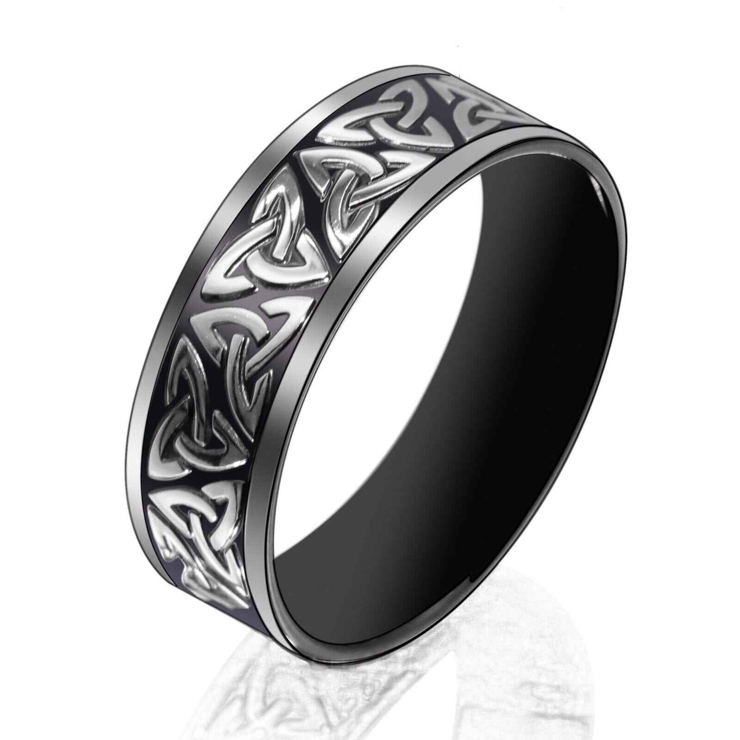 Unisex Nordic Silver Black Tungsten Ring 8mm