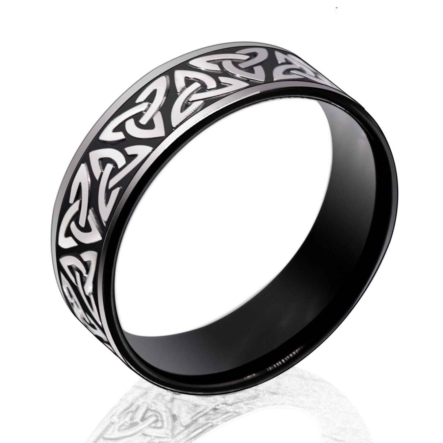 Unisex Nordic Silver Black Tungsten Ring 8mm
