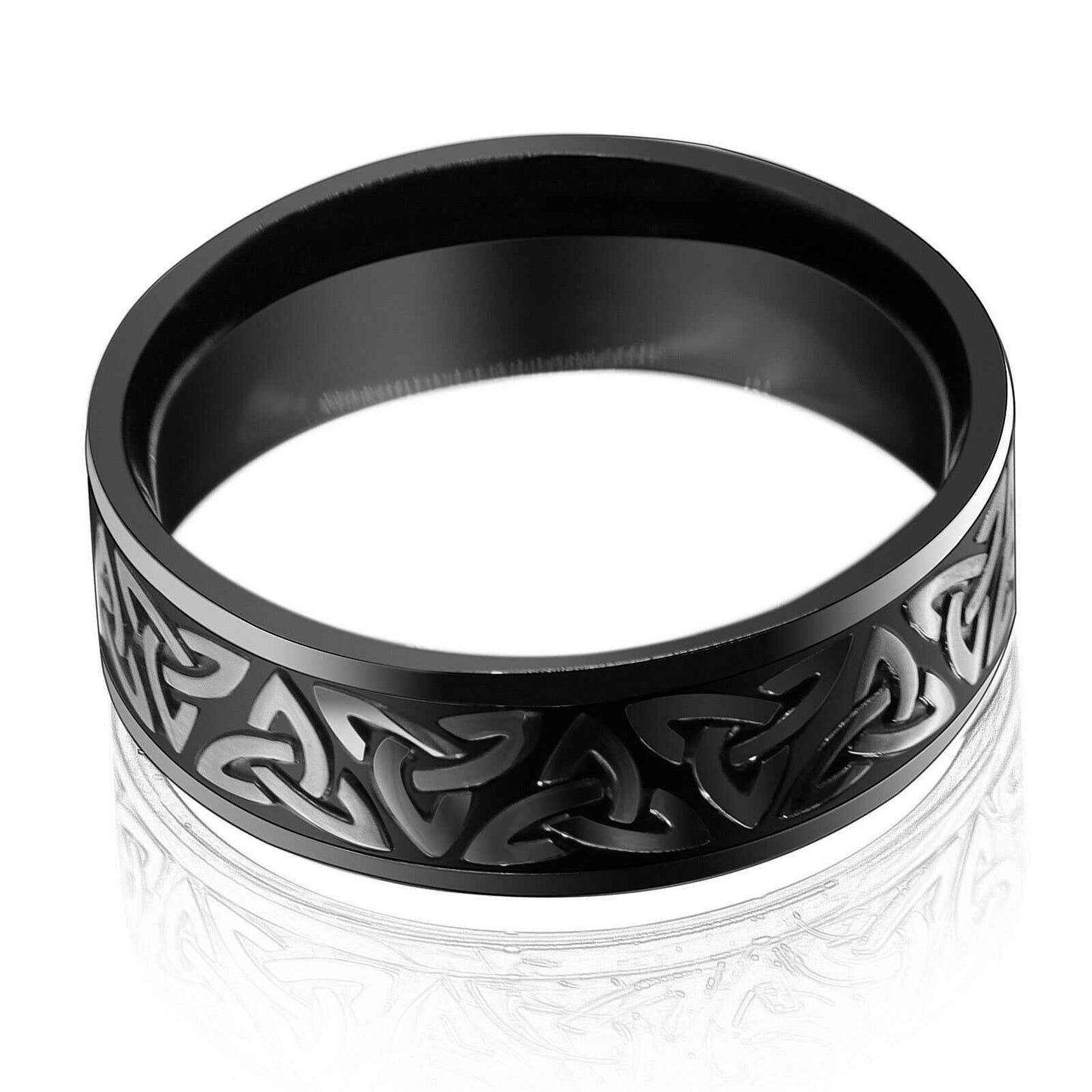 Unisex Nordic Silver Black Tungsten Ring 8mm