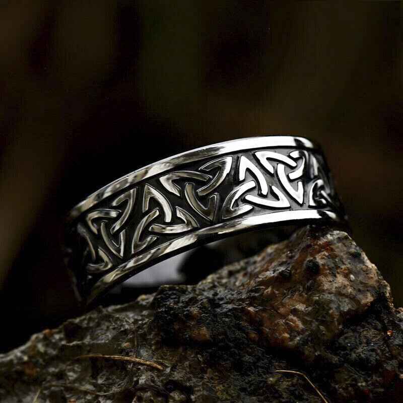 Unisex Nordic Silver Black Tungsten Ring 8mm