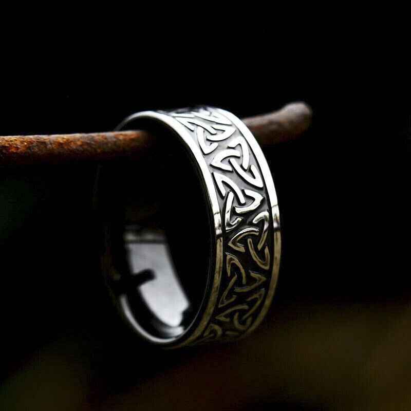 Unisex Nordic Silver Black Tungsten Ring 8mm