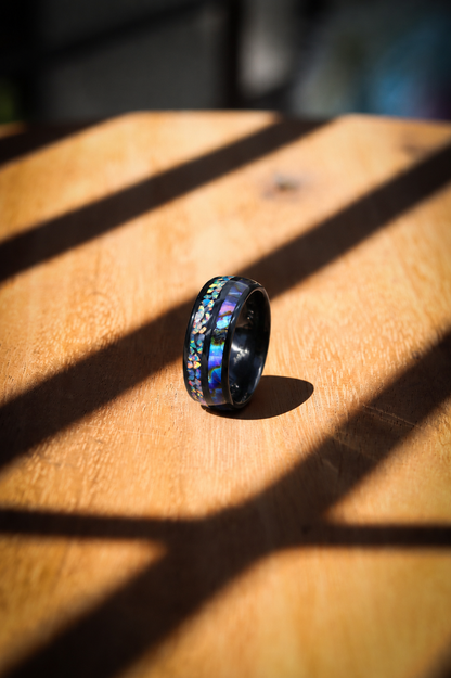 Black Hawaiian Opal Tungsten Ring - 8mm
