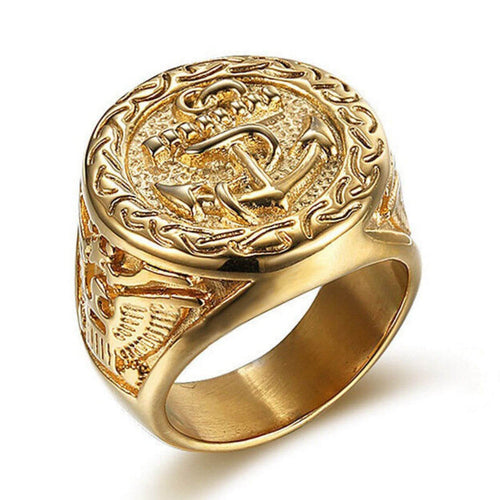 18k Gold Eagle Titanium Ring - Mens Rings Australia