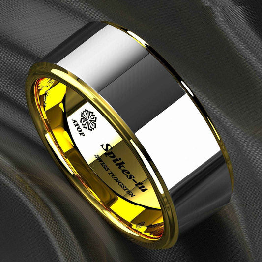 18k Gold Polished Tungsten Ring 8mm