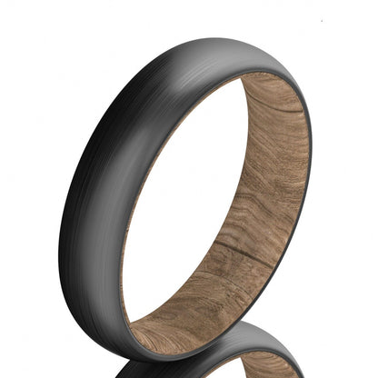 Black Brushed Wood Tungsten Ring (6mm)