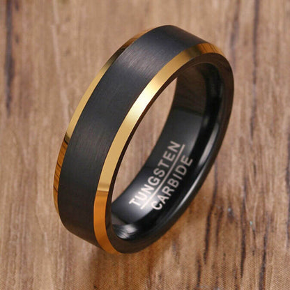 Matte Black Gold Tungsten Ring 6mm - Mens Rings Australia