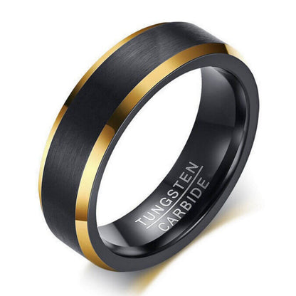 Matte Black Gold Tungsten Ring 6mm - Mens Rings Australia