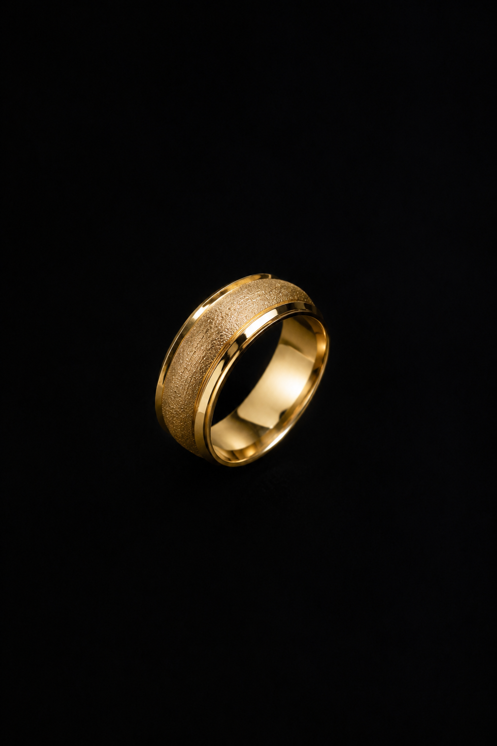 Gold Brushed Titanium Wedding & Engagement Band for Men