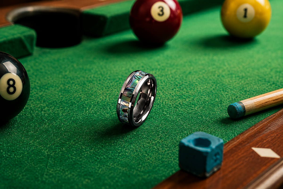 8mm Green Shell Pattern Titanium Men’s Ring