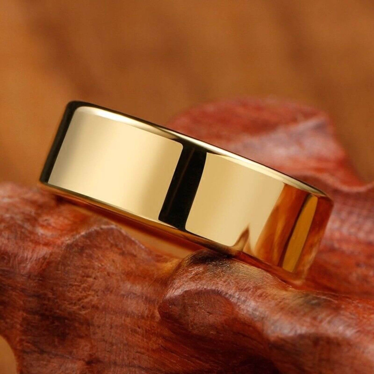 Gold Flat Tungsten Ring 8mm