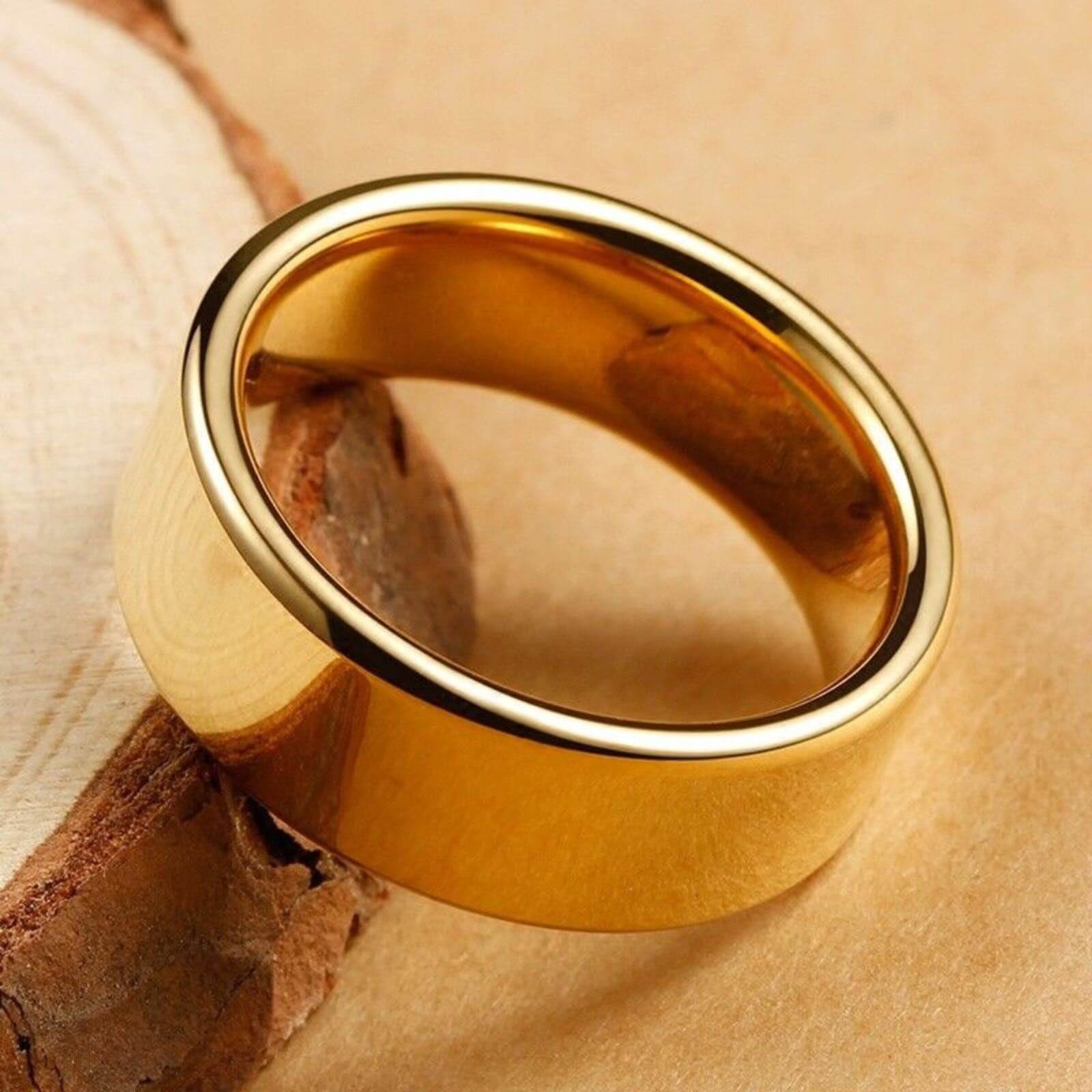 Gold Flat Tungsten Ring 8mm