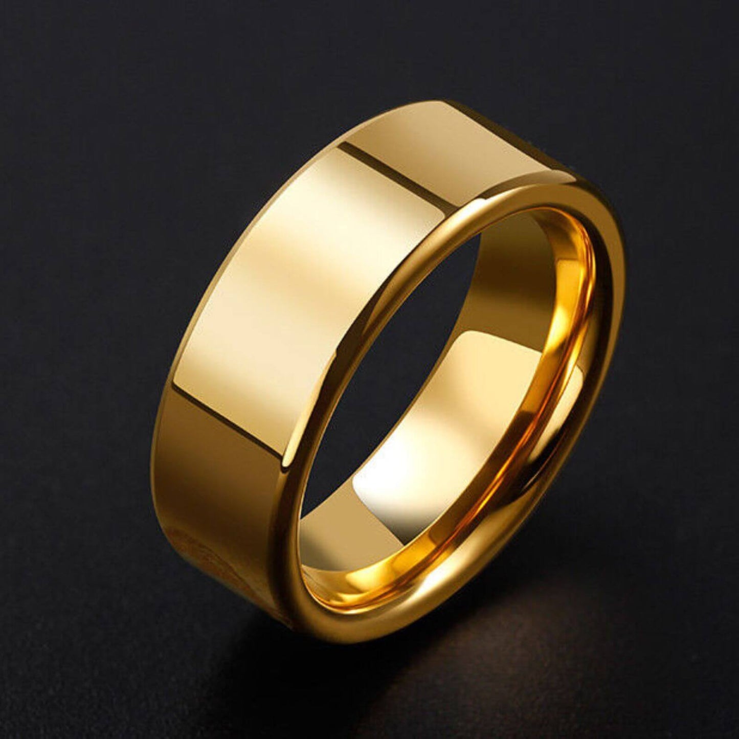 Gold Flat Tungsten Ring 8mm