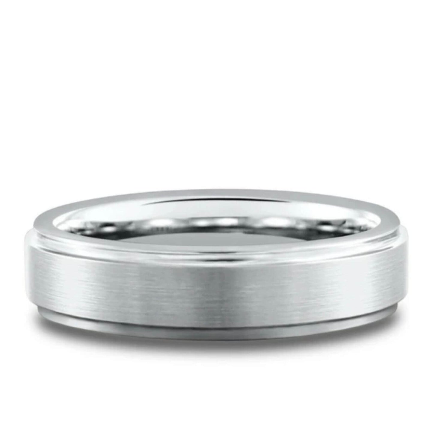 Matte Silver Center Tungsten Ring 6mm