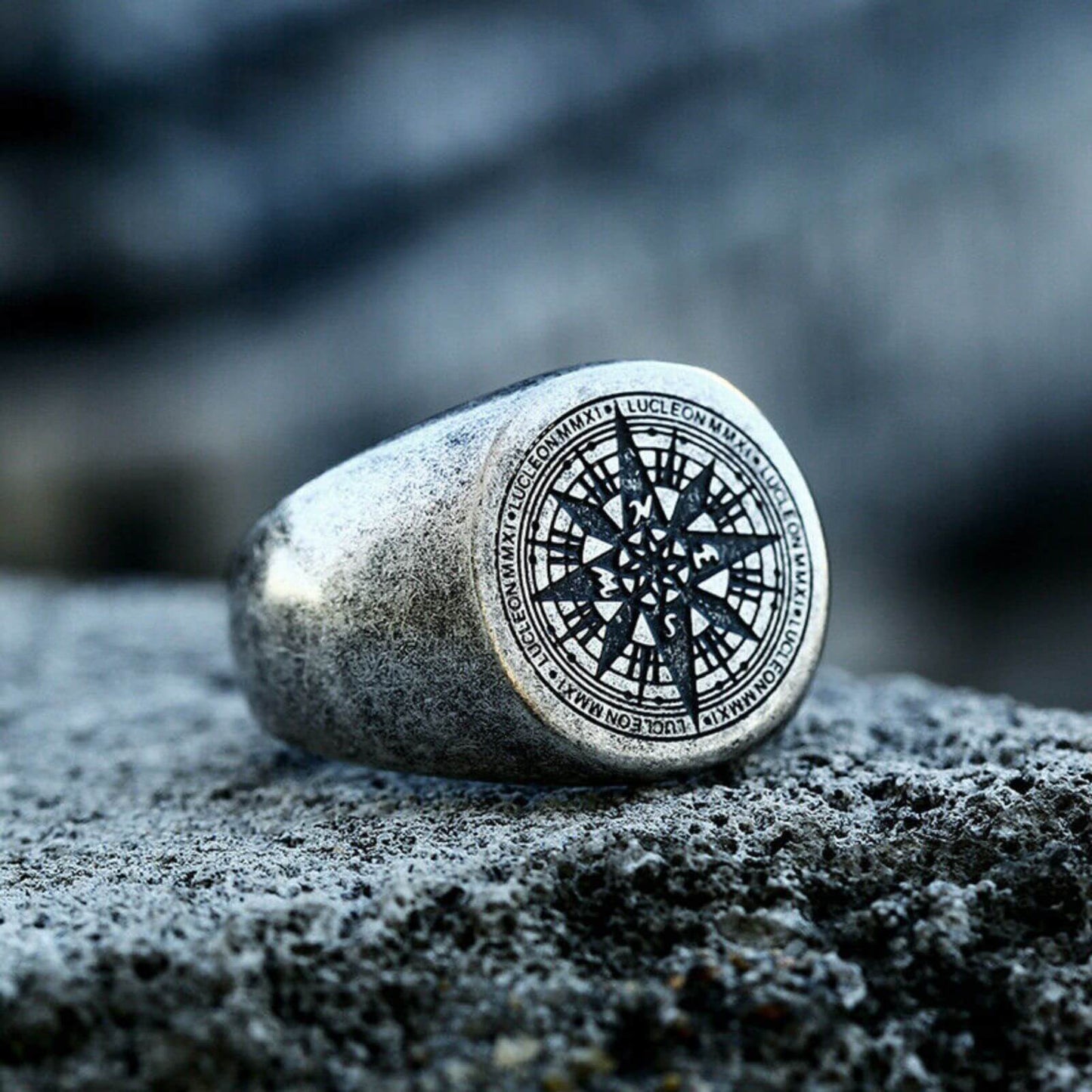 Compass Grey Silver Ring 18mm - Mens Rings Australia