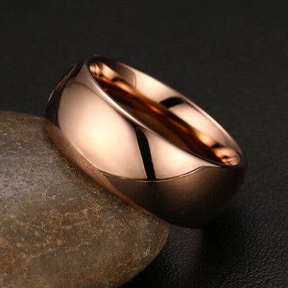 Rose Gold Classic Style Tungsten Ring 8mm