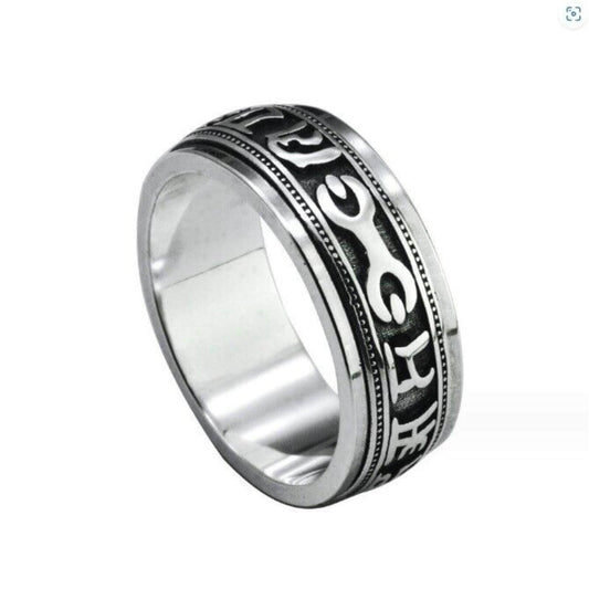 Rotateable Solid Mantra Silver Ring 9mm - Mens Rings Australia