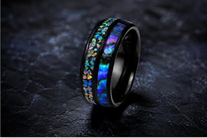 Black Hawaiian Opal Tungsten Ring - 8mm