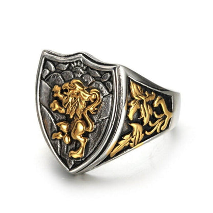 Vintage Lion Design Silver Ring - Mens Rings Australia