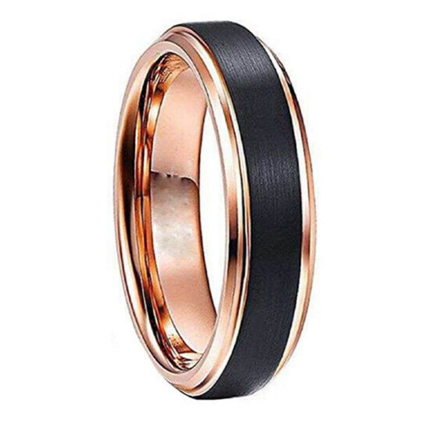 Black Tungsten Gold Edges Wedding Ring 6mm