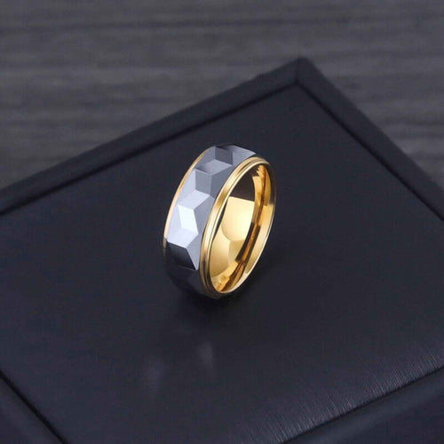 Buy 8mm Gold Diamond Shape Wedding Tungsten Ring