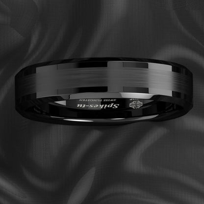 Black Brushed Band Tungsten Ring (6mm)