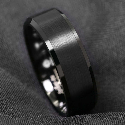 Black Brushed Classic Tungsten Ring 8mm