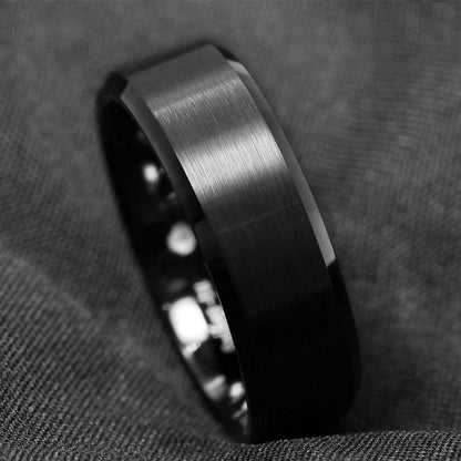 Black Brushed Classic Tungsten Ring 8mm