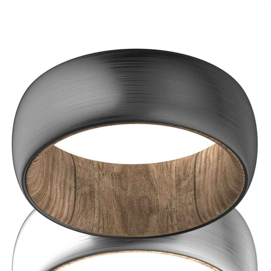 Black Brushed Inlay Wood Tungsten Ring 6mm – men's tungsten carbide ring with wood inlay