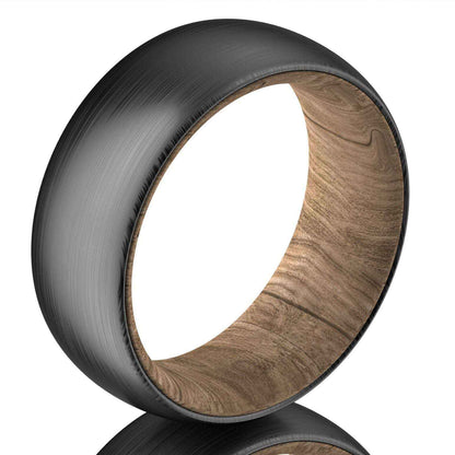 Black Brushed Wood Inlay Tungsten Ring 8mm – wedding band for men, view 4