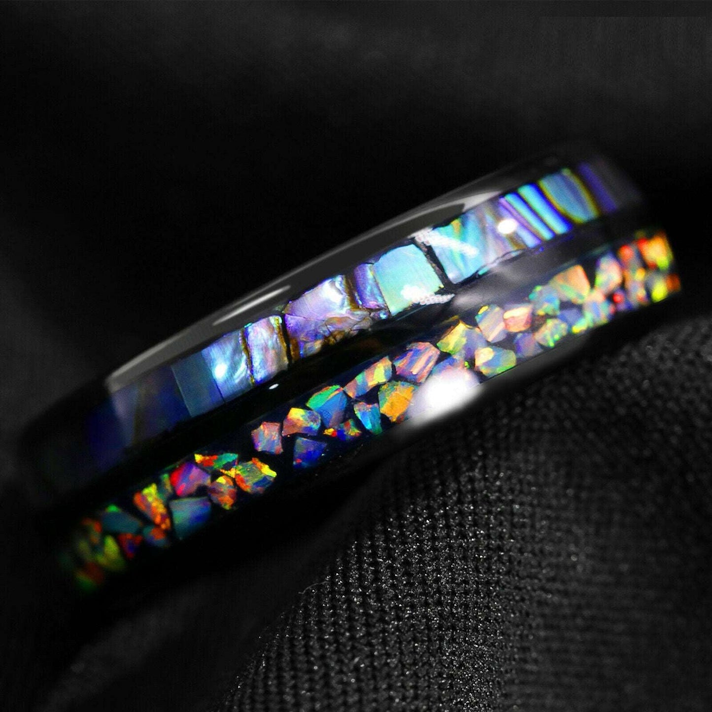 Black Hawaiian Opal Tungsten Ring 8mm