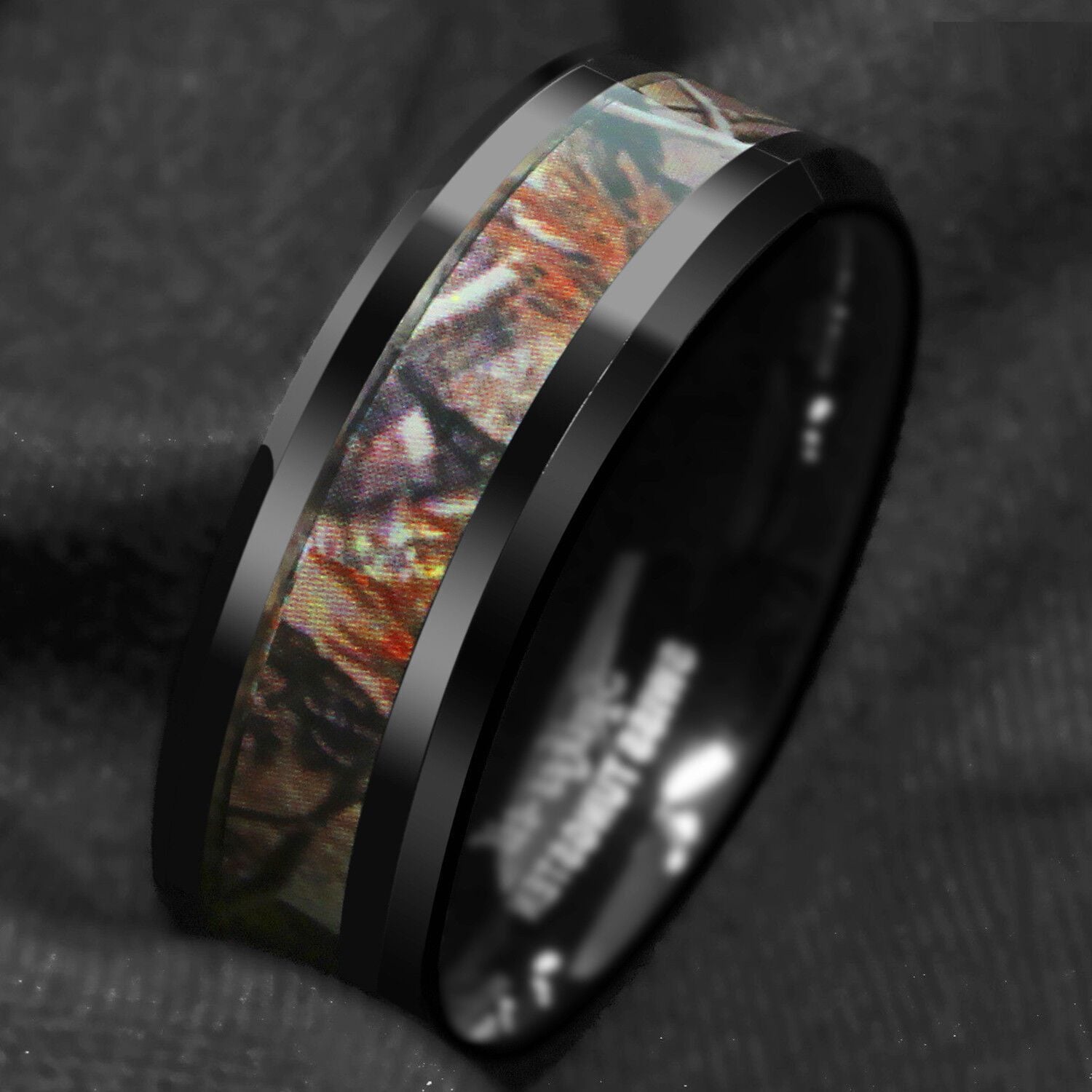 Black Red Wood Tungsten Ring 8mm