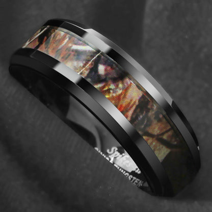 Black Red Wood Tungsten Ring 8mm