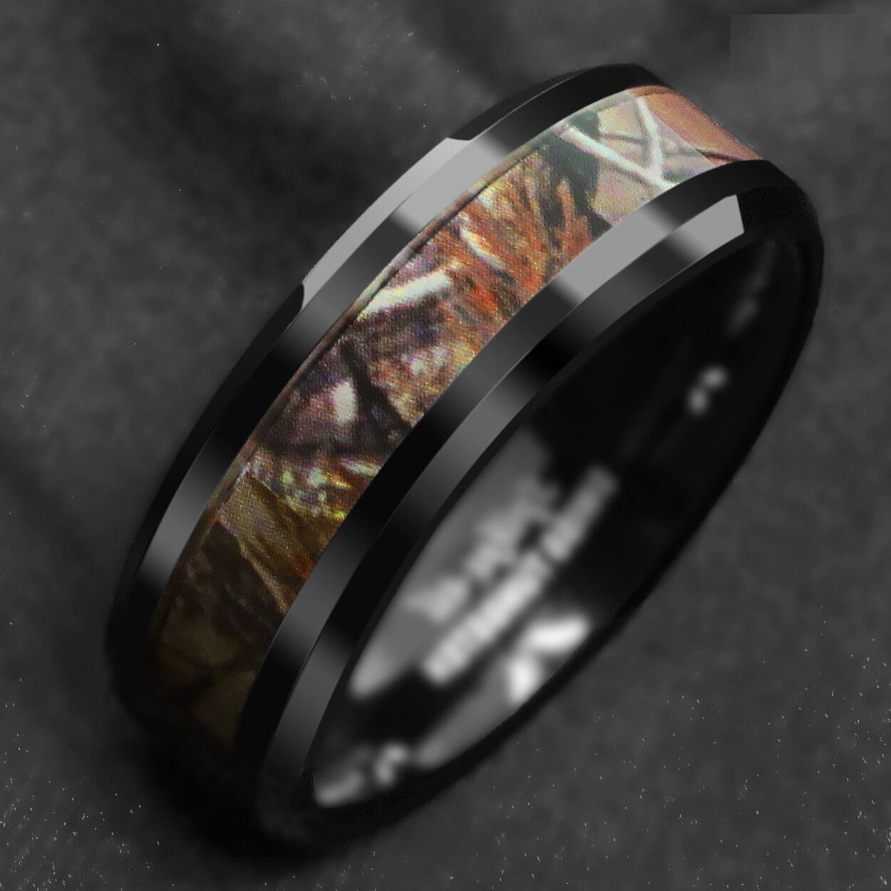 Black Red Wood Tungsten Ring 8mm