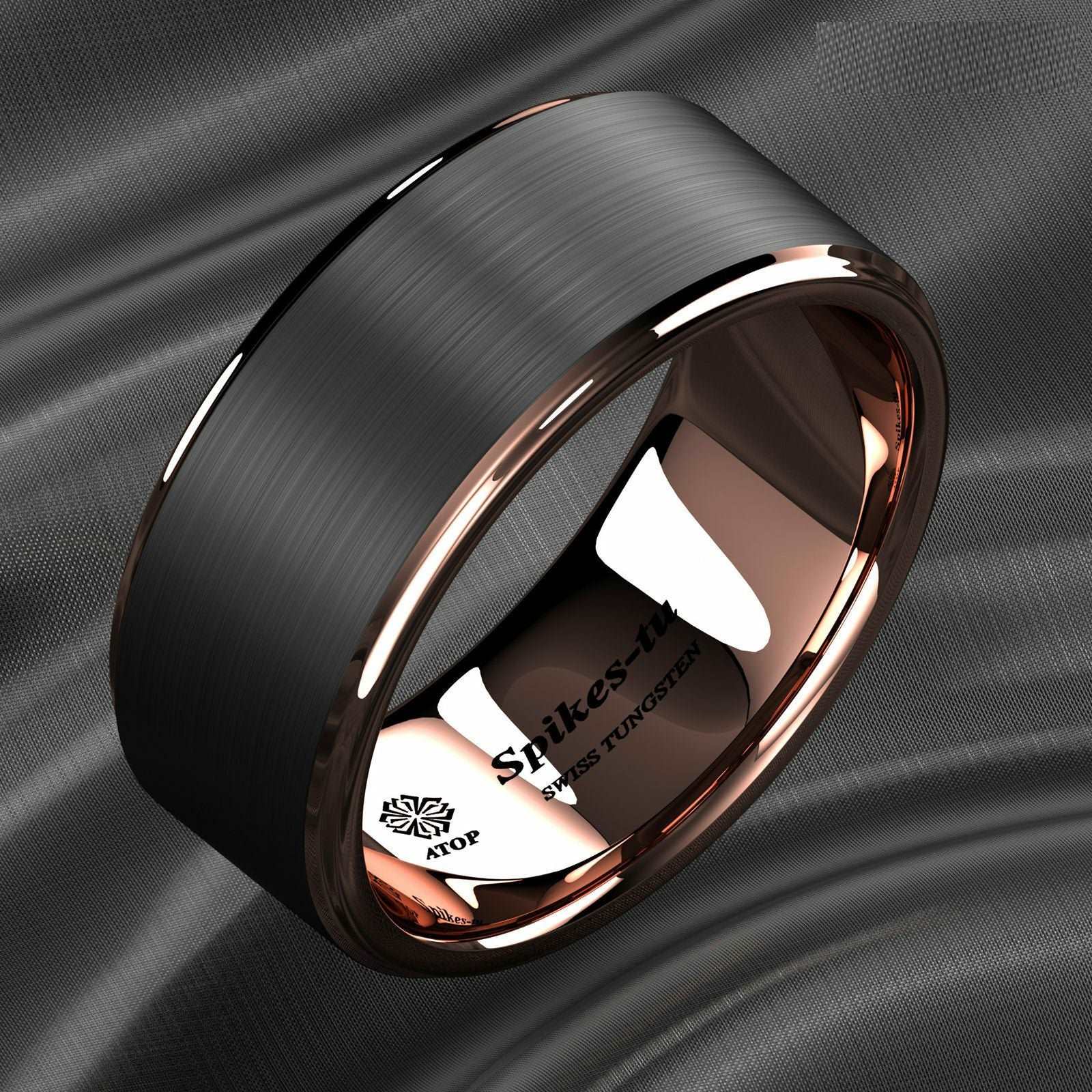 Black Rose Gold Brushed Tungsten Ring 8mm